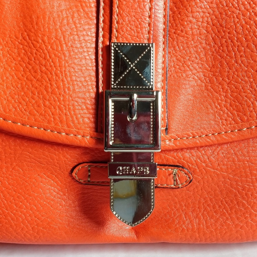 *SOLD**Chaps Orange Zipper and Snap Bag - Picture 4 of 5